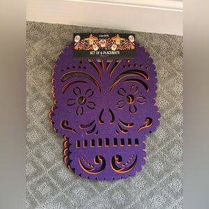 NWT Color drift Sugar skull Skeleton Halloween Placemats Set of 6